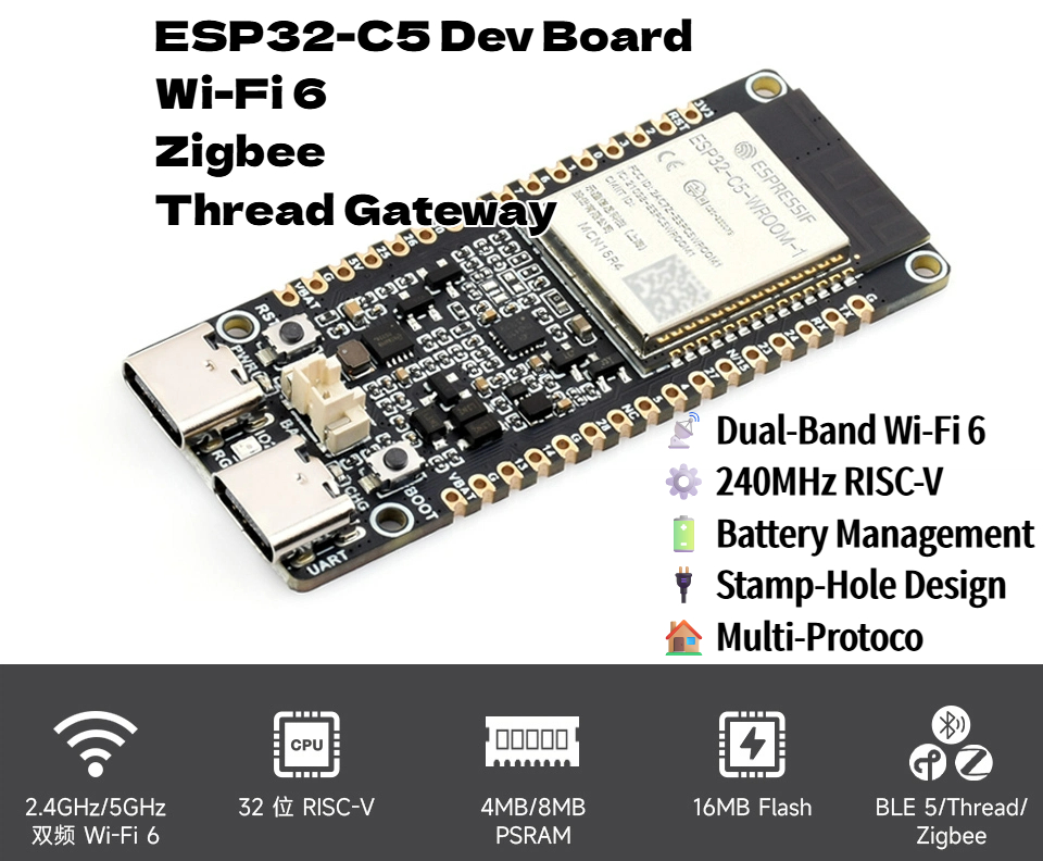 ESP32-C5 Dual-Band Wi-Fi 6 & B - Matter Hub Thread ulasan dan harga